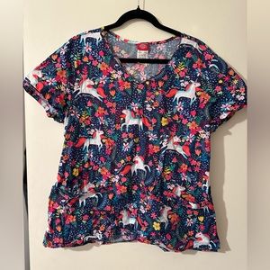 Dickies Unicorn Scrub Top, Size XL